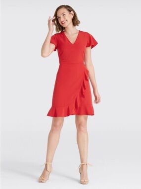 Draper James Solid Flutter Dress Red Sz 6